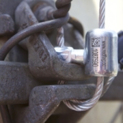 image of redflag cargo security seal on intermodal shipping container