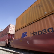 intermodal railcars moving on train
