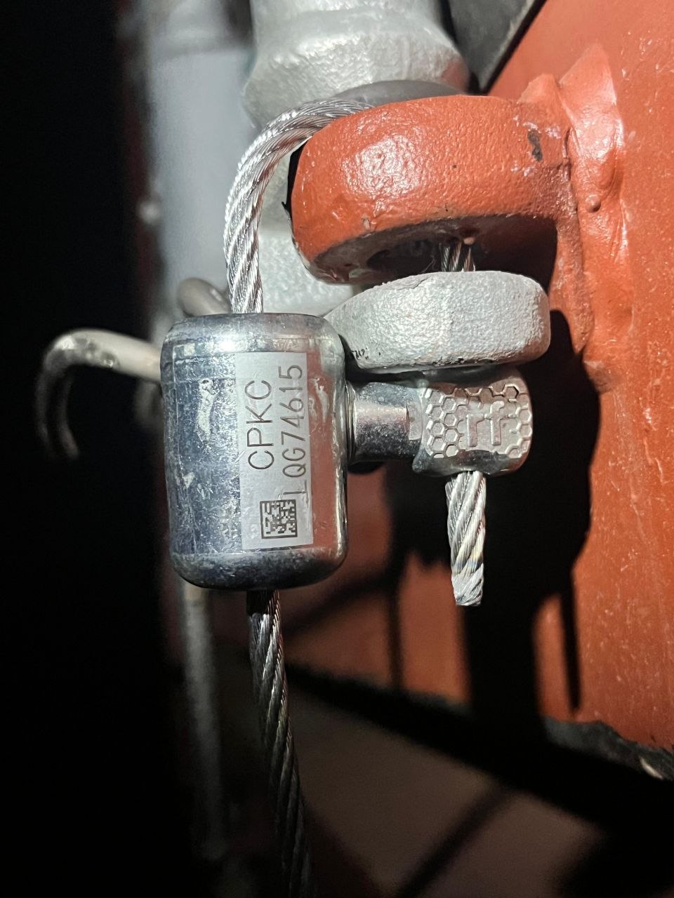 LXR high-security cable seal installed on a railcar